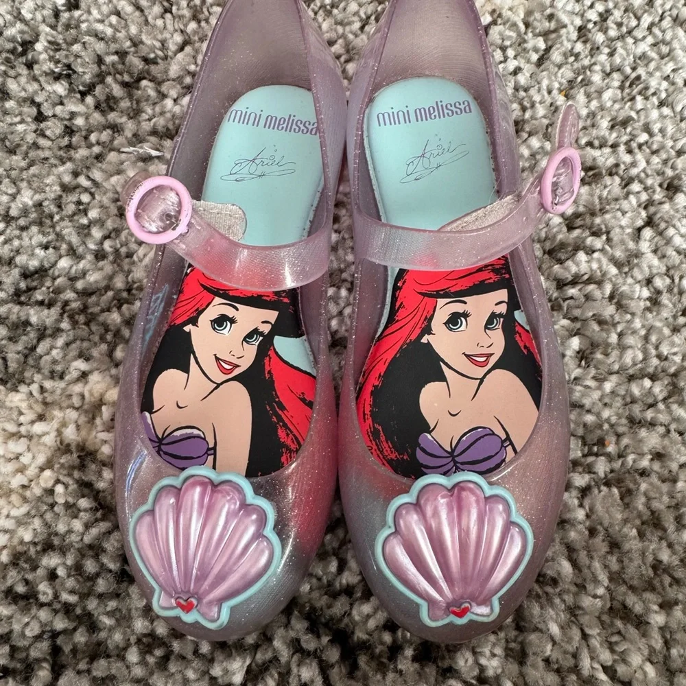 Mini Melissa Pink Glitter Ariel Jelly Mary Jane Shoes